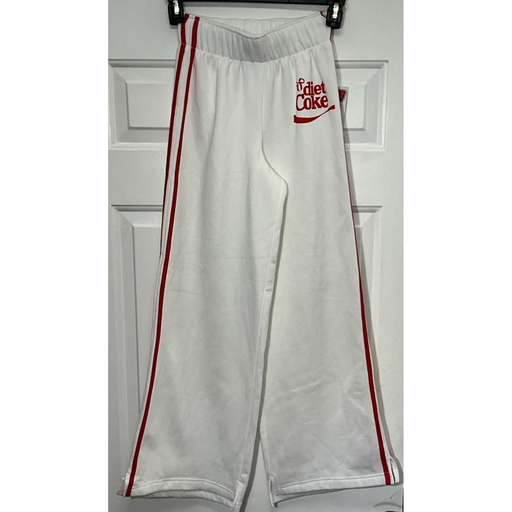 Diet Coke Wide Leg Sweat Track Pants White Red Stripes Coca Cola Women's XXS